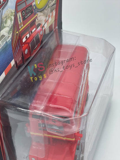 DELUXE DISNEY PIXAR CARS BY MATTEL "DOUBLE DECKER BUS #4" CARS 2 - BNIP