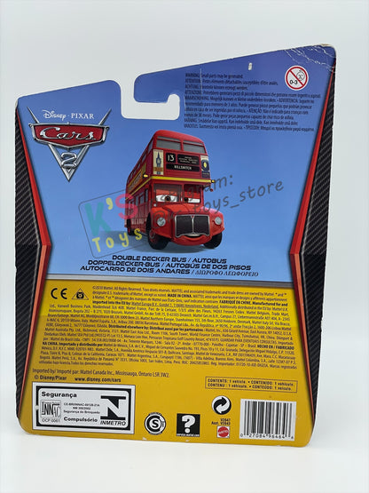 DELUXE DISNEY PIXAR CARS BY MATTEL "DOUBLE DECKER BUS #4" CARS 2 - BNIP