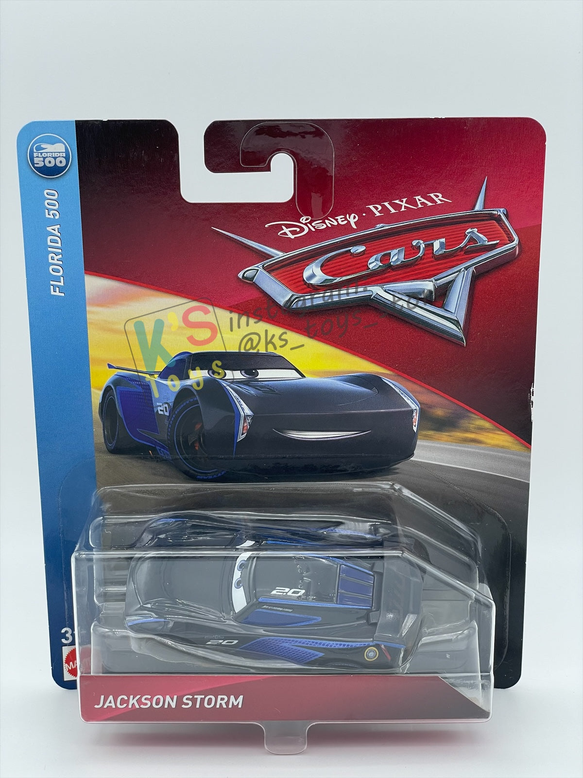 DISNEY PIXAR CARS BY MATTEL, "JACKSON STORM" FLORIDA 500 SERIES - BNIP