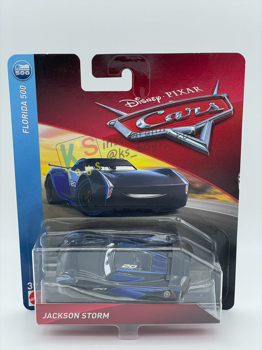 DISNEY PIXAR CARS BY MATTEL, "JACKSON STORM" FLORIDA 500 SERIES - BNIP