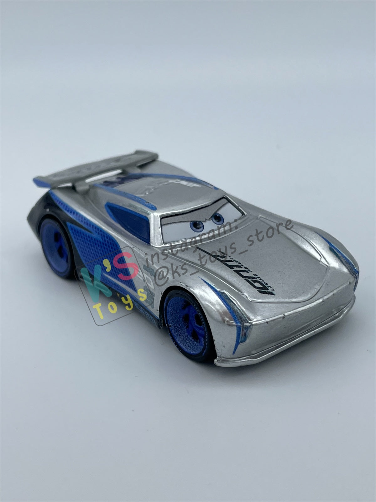 PRE-OWNED / LOOSE DISNEY PIXAR CARS BY MATTEL - "SILVER JACKSON STORM" - SILVER METALLIC FINISH SERIES - NEAR MINT CONDITION - READ DESCRIPTION!!!!!!!!!!!