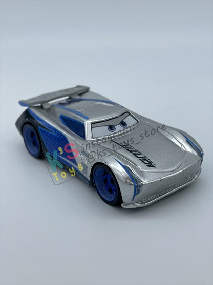 PRE-OWNED / LOOSE DISNEY PIXAR CARS BY MATTEL - "SILVER JACKSON STORM" - SILVER METALLIC FINISH SERIES - NEAR MINT CONDITION - READ DESCRIPTION!!!!!!!!!!!
