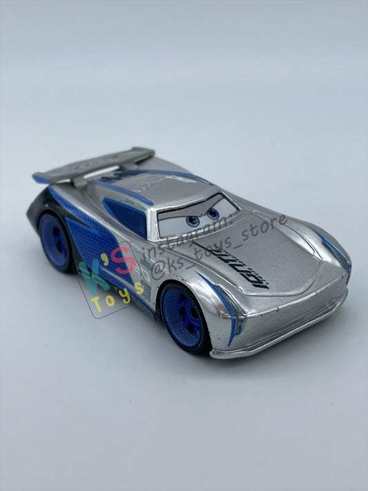 PRE-OWNED / LOOSE DISNEY PIXAR CARS BY MATTEL - "SILVER JACKSON STORM" - SILVER METALLIC FINISH SERIES - NEAR MINT CONDITION - READ DESCRIPTION!!!!!!!!!!!