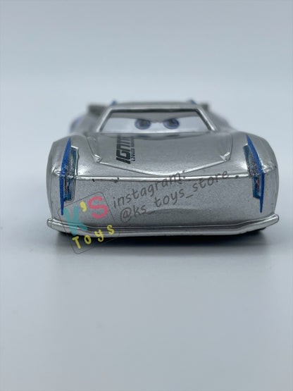 PRE-OWNED / LOOSE DISNEY PIXAR CARS BY MATTEL - "SILVER JACKSON STORM" - SILVER METALLIC FINISH SERIES - NEAR MINT CONDITION - READ DESCRIPTION!!!!!!!!!!!