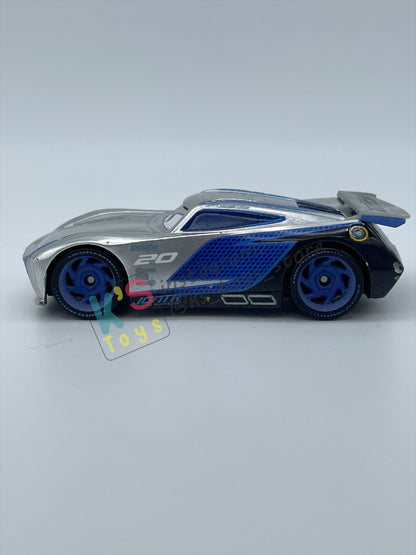 PRE-OWNED / LOOSE DISNEY PIXAR CARS BY MATTEL - "SILVER JACKSON STORM" - SILVER METALLIC FINISH SERIES - NEAR MINT CONDITION - READ DESCRIPTION!!!!!!!!!!!