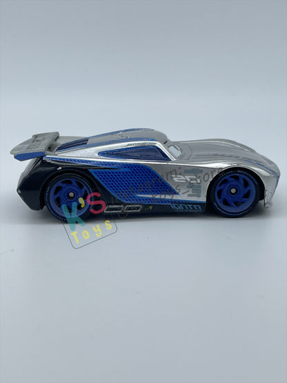 PRE-OWNED / LOOSE DISNEY PIXAR CARS BY MATTEL - "SILVER JACKSON STORM" - SILVER METALLIC FINISH SERIES - NEAR MINT CONDITION - READ DESCRIPTION!!!!!!!!!!!