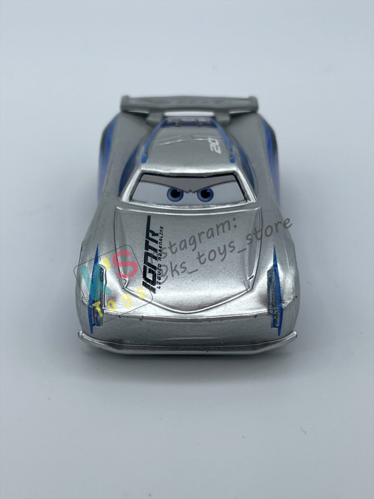 PRE-OWNED / LOOSE DISNEY PIXAR CARS BY MATTEL - "SILVER JACKSON STORM" - SILVER METALLIC FINISH SERIES - NEAR MINT CONDITION - READ DESCRIPTION!!!!!!!!!!!