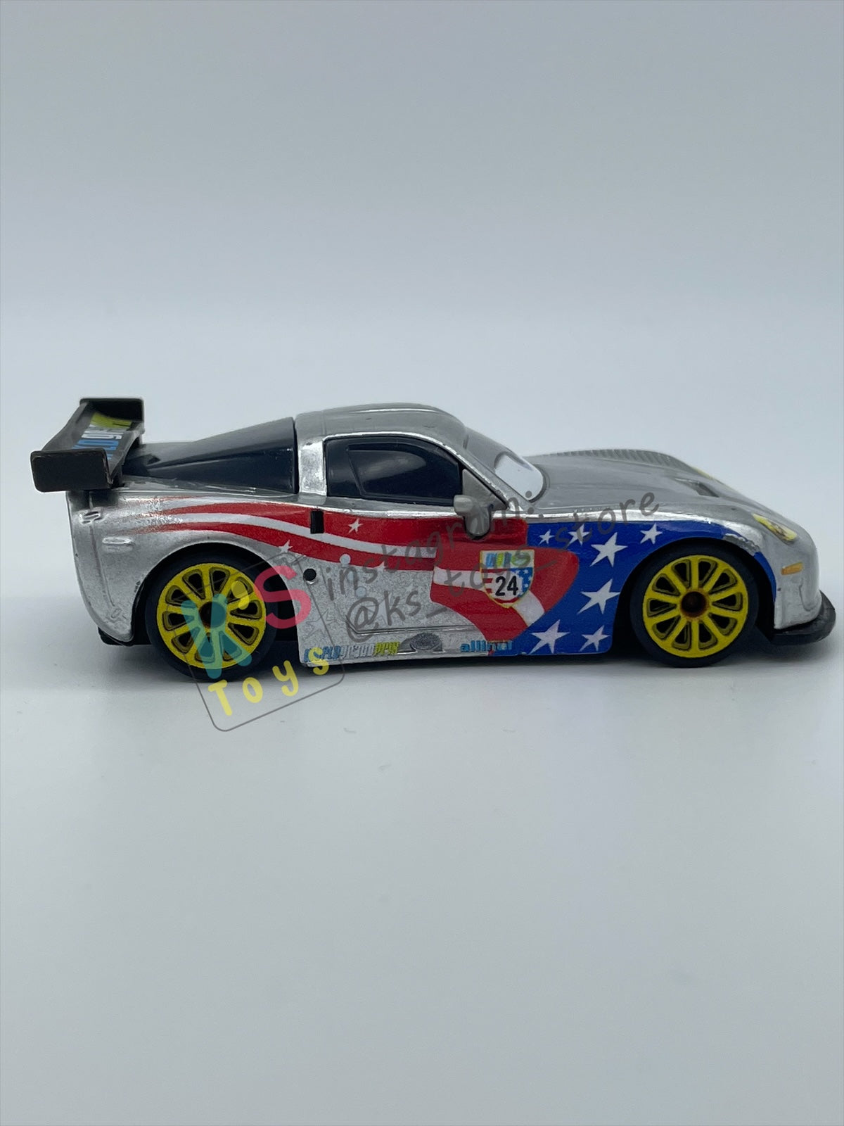 PRE-OWNED / LOOSE DISNEY PIXAR CARS BY MATTEL - "SILVER JEFF GORVETTE WITH METALLIC FINISH VARIANT" - SILVER METALLIC FINISH SERIES - NEAR MINT CONDITION - READ DESCRIPTION!!!!!!!!!!!
