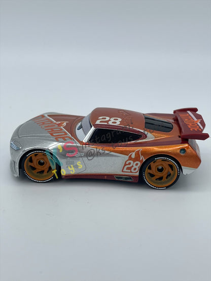 PRE-OWNED / LOOSE DISNEY PIXAR CARS BY MATTEL - "SILVER TIM TREADLESS" - SILVER METALLIC FINISH SERIES - NEAR MINT CONDITION - READ DESCRIPTION!!!!!!!!!!!
