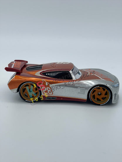 PRE-OWNED / LOOSE DISNEY PIXAR CARS BY MATTEL - "SILVER TIM TREADLESS" - SILVER METALLIC FINISH SERIES - NEAR MINT CONDITION - READ DESCRIPTION!!!!!!!!!!!