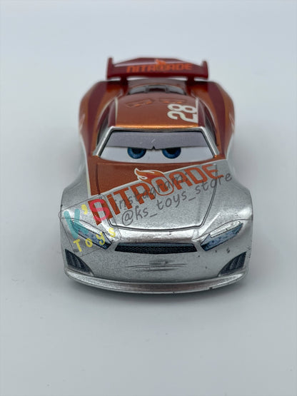 PRE-OWNED / LOOSE DISNEY PIXAR CARS BY MATTEL - "SILVER TIM TREADLESS" - SILVER METALLIC FINISH SERIES - NEAR MINT CONDITION - READ DESCRIPTION!!!!!!!!!!!