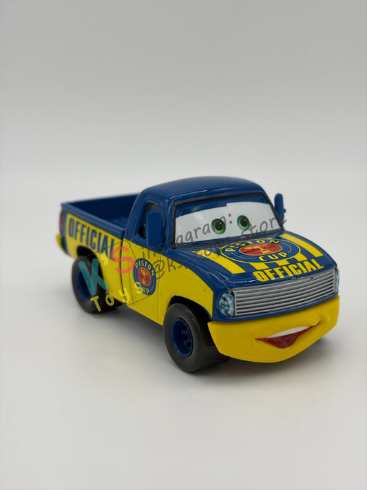 PRE-OWNED / LOOSE DISNEY PIXAR CARS BY MATTEL - "DEXTER HOOVER YELLOW MISSING YELLOW FLAG" CARS SERIES - NEAR MINT CONDITION BUT MISSING YELLOW FLAG - READ DESCRIPTION!!!!!!!!!!