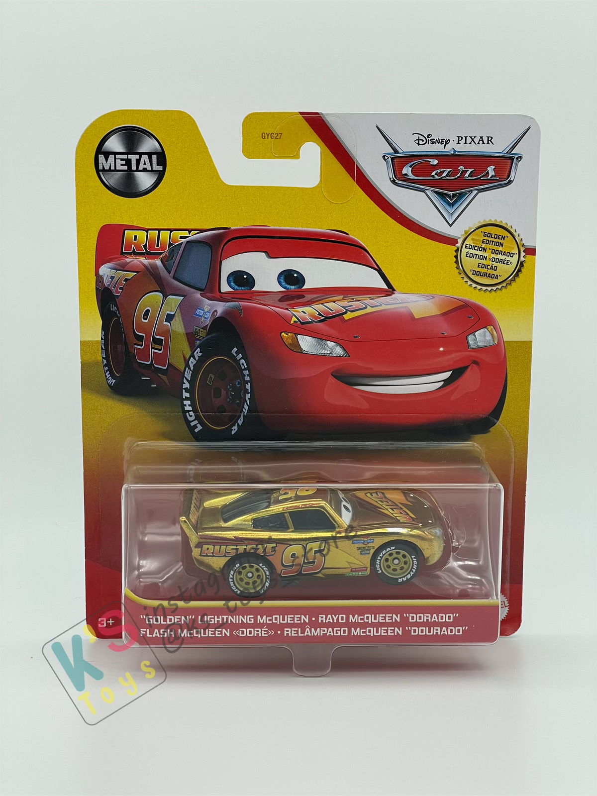 DISNEY PIXAR CARS BY MATTEL "GOLDEN LIGHTNING MCQUEEN" - BNIP