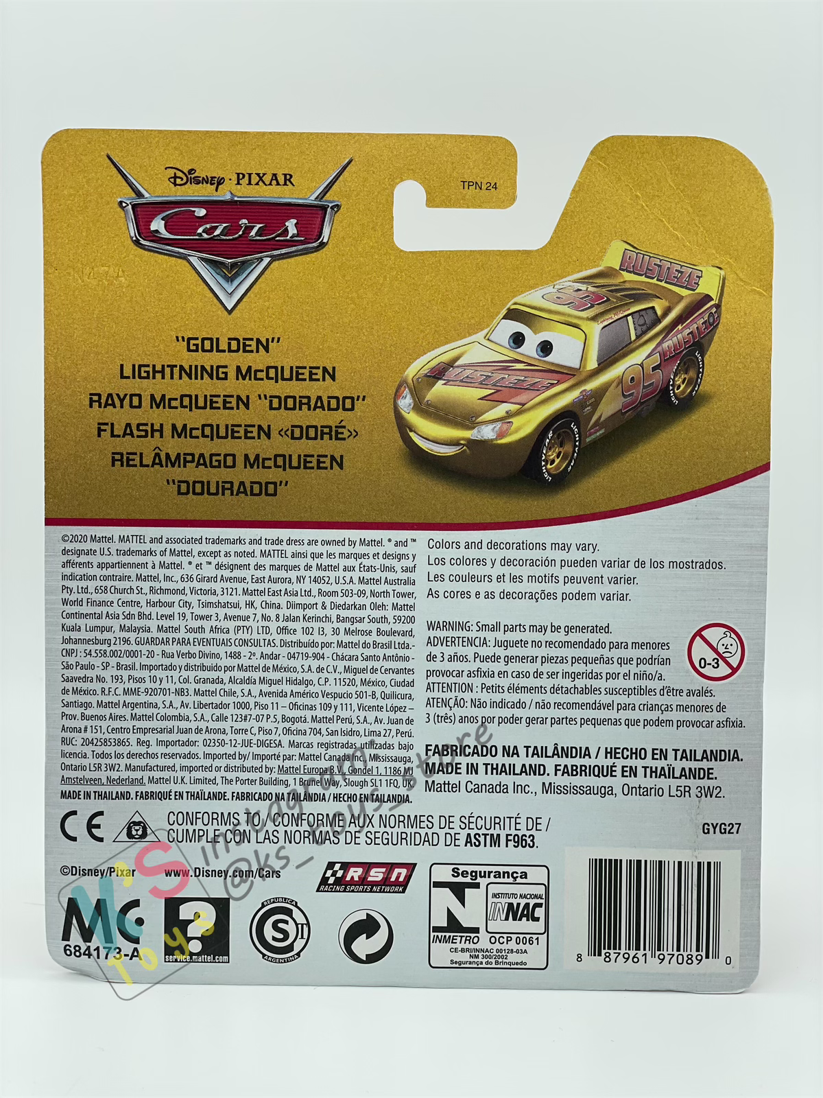DISNEY PIXAR CARS BY MATTEL "GOLDEN LIGHTNING MCQUEEN" - BNIP