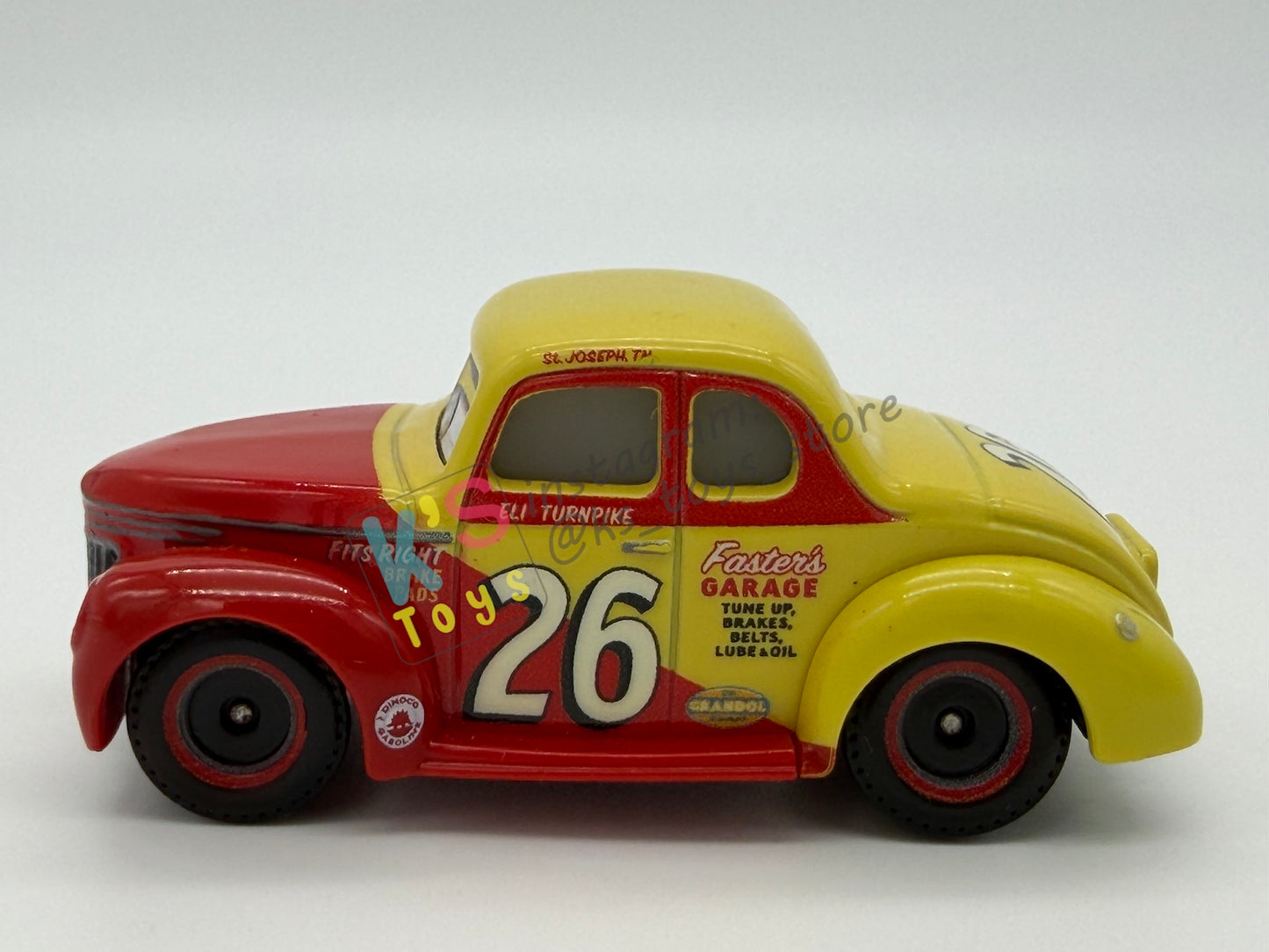 PRE-OWNED / LOOSE DISNEY PIXAR CARS 1:55 BY MATTEL - "ELI TURNPIKE" CARS 3 THOMASVILLE SERIES - GOOD CONDITION