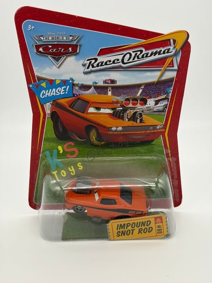 DISNEY PIXAR CARS BY MATTEL 1:55, IMPOUND SNOT ROD - RACE ORAMA SERIES - BNIP