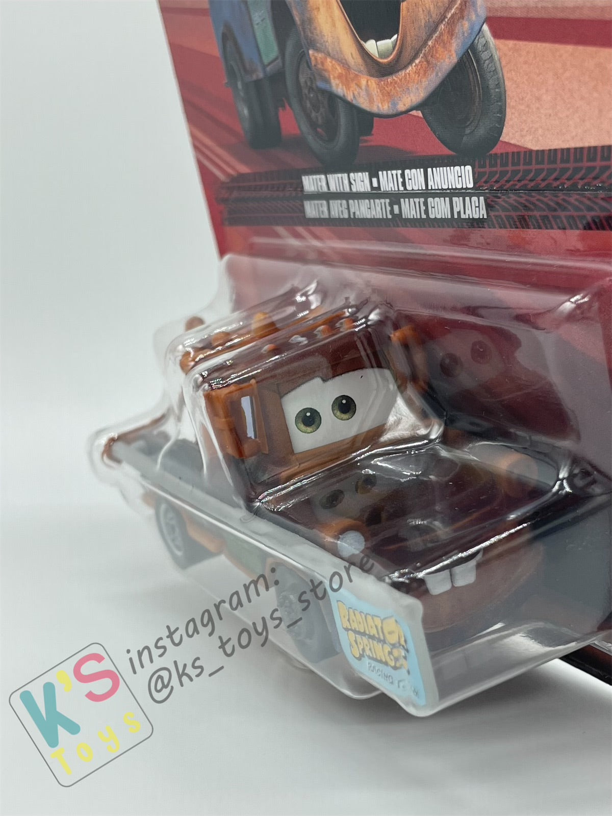 DISNEY PIXAR CARS BY MATTEL, MATER WITH SIGN - 2024 RE-RELEASED - BNIP