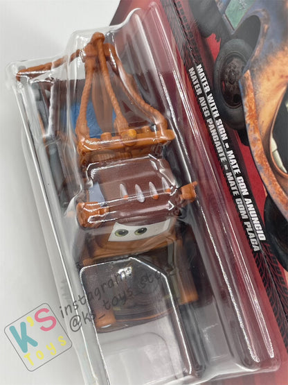 DISNEY PIXAR CARS BY MATTEL, MATER WITH SIGN - 2024 RE-RELEASED - BNIP