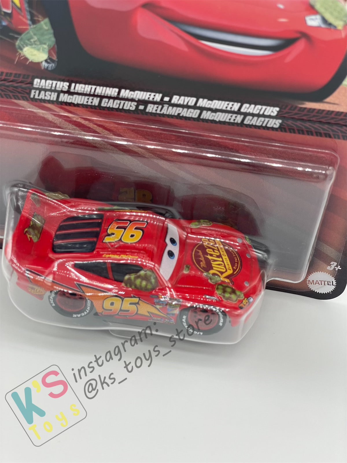 Disney Pixar Cars by MATTEL, CACTUS LIGHTNING MCQUEEN (WITH RUST-EZE STICKER) - 2024 RE-RELEASED - BNIP