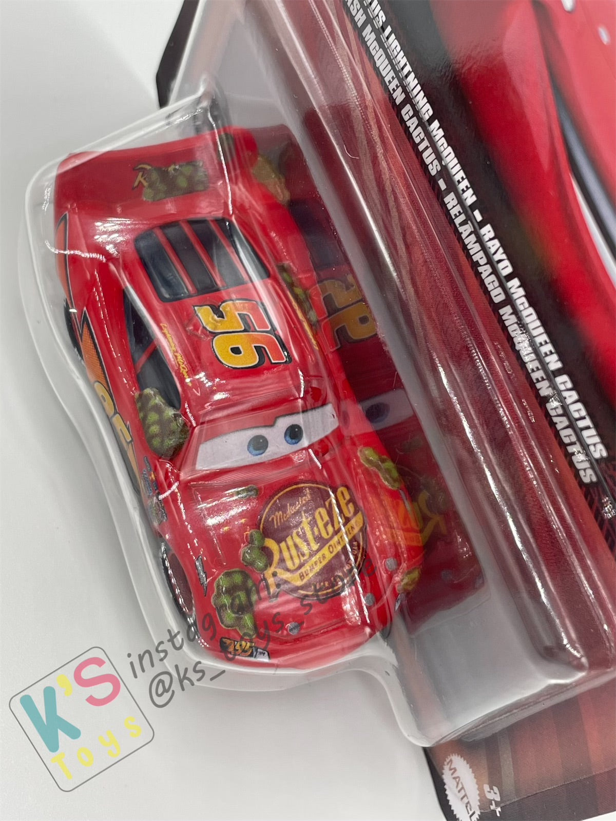 Disney Pixar Cars by MATTEL, CACTUS LIGHTNING MCQUEEN (WITH RUST-EZE STICKER) - 2024 RE-RELEASED - BNIP