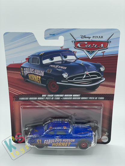 DISNEY PIXAR CARS BY MATTEL, DIRT TRACK FABULOUS HUDSON HORNET - 2024 RE-RELEASED - BNIP