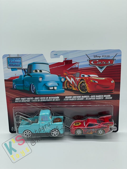 Disney Pixar Cars 1:55 2-Pack DRIFT PARTY MATER & DRAGON LIGHTNING MCQUEEN - 2023 Release - BNIP