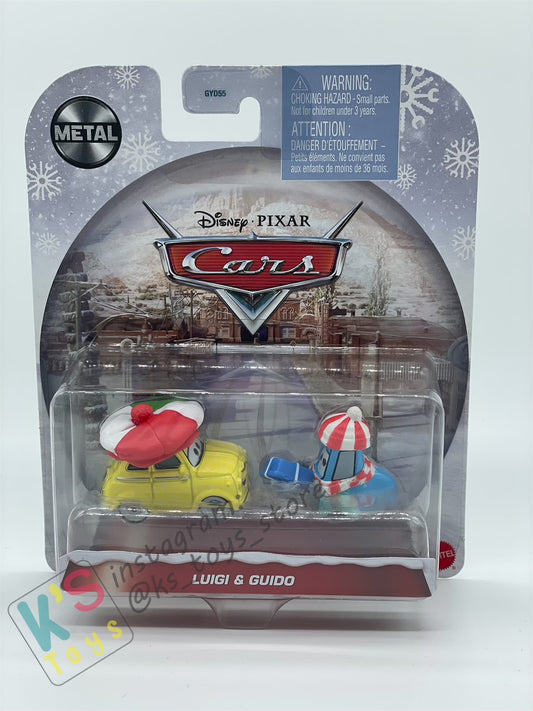 Winter Series LUIGI AND GUIDO Snow Ball Die Cast 1:55 Disney Pixar Cars by Mattel, BNIP