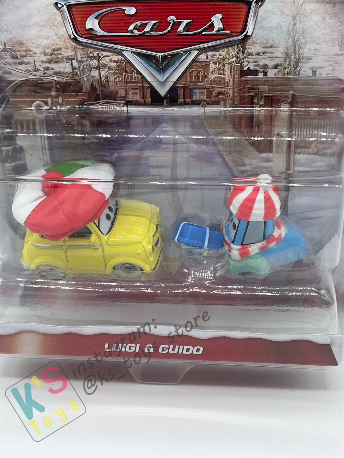 Winter Series LUIGI AND GUIDO Snow Ball Die Cast 1:55 Disney Pixar Cars by Mattel, BNIP