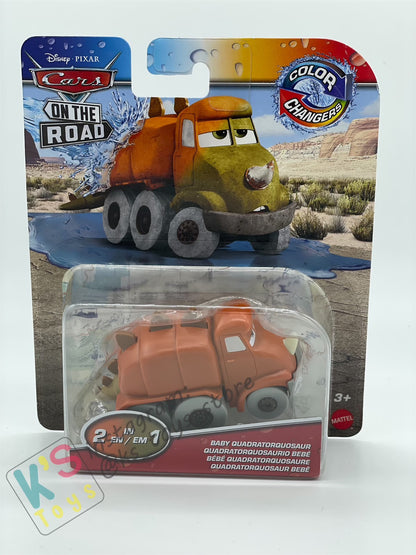 COLOR CHANGERS Disney Pixar Cars by MATTEL, BABY QUADRATORQUOSAUR (ORANGE/LIGHT BROWN) - CASE R 2023 RELEASE  - BNIP