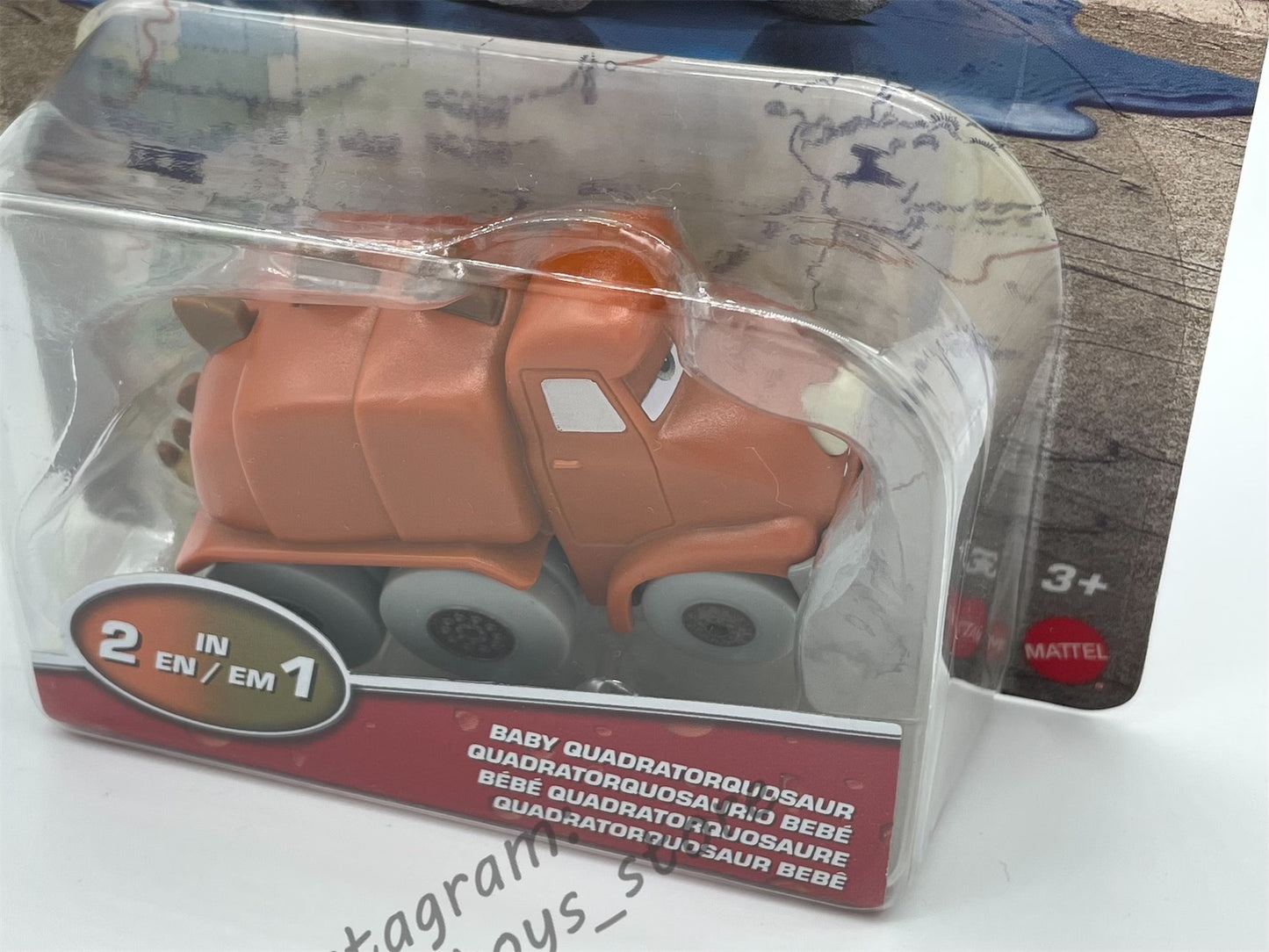 COLOR CHANGERS Disney Pixar Cars by MATTEL, BABY QUADRATORQUOSAUR (ORANGE/LIGHT BROWN) - CASE R 2023 RELEASE  - BNIP