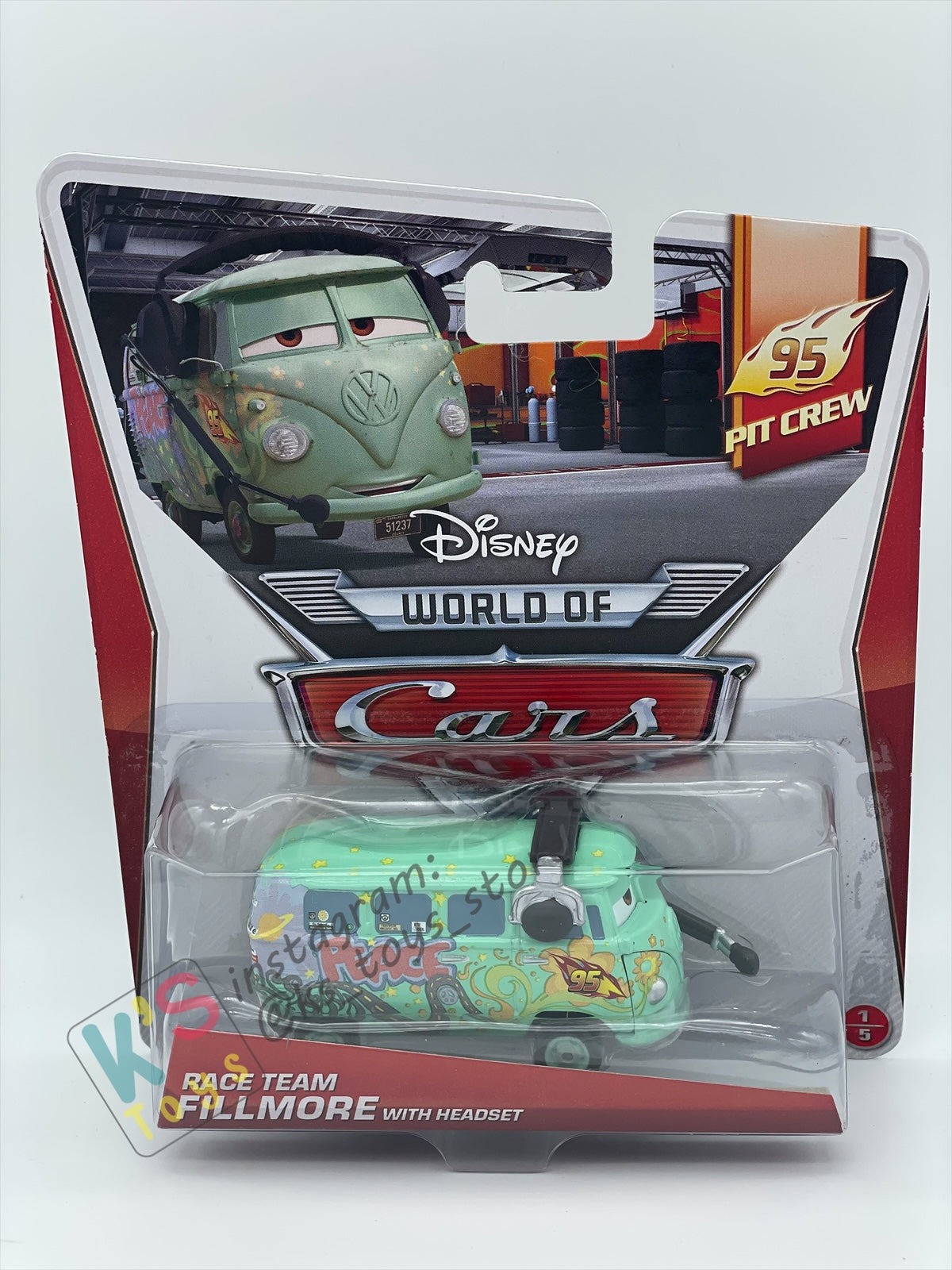 DISNEY PIXAR CARS BY MATTEL, RACE TEAM FILLMORE WITH HEADSET - 95 PIT CREW SERIES - BNIP