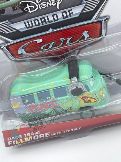 DISNEY PIXAR CARS BY MATTEL, RACE TEAM FILLMORE WITH HEADSET - 95 PIT CREW SERIES - BNIP