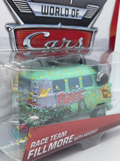 DISNEY PIXAR CARS BY MATTEL, RACE TEAM FILLMORE WITH HEADSET - 95 PIT CREW SERIES - BNIP