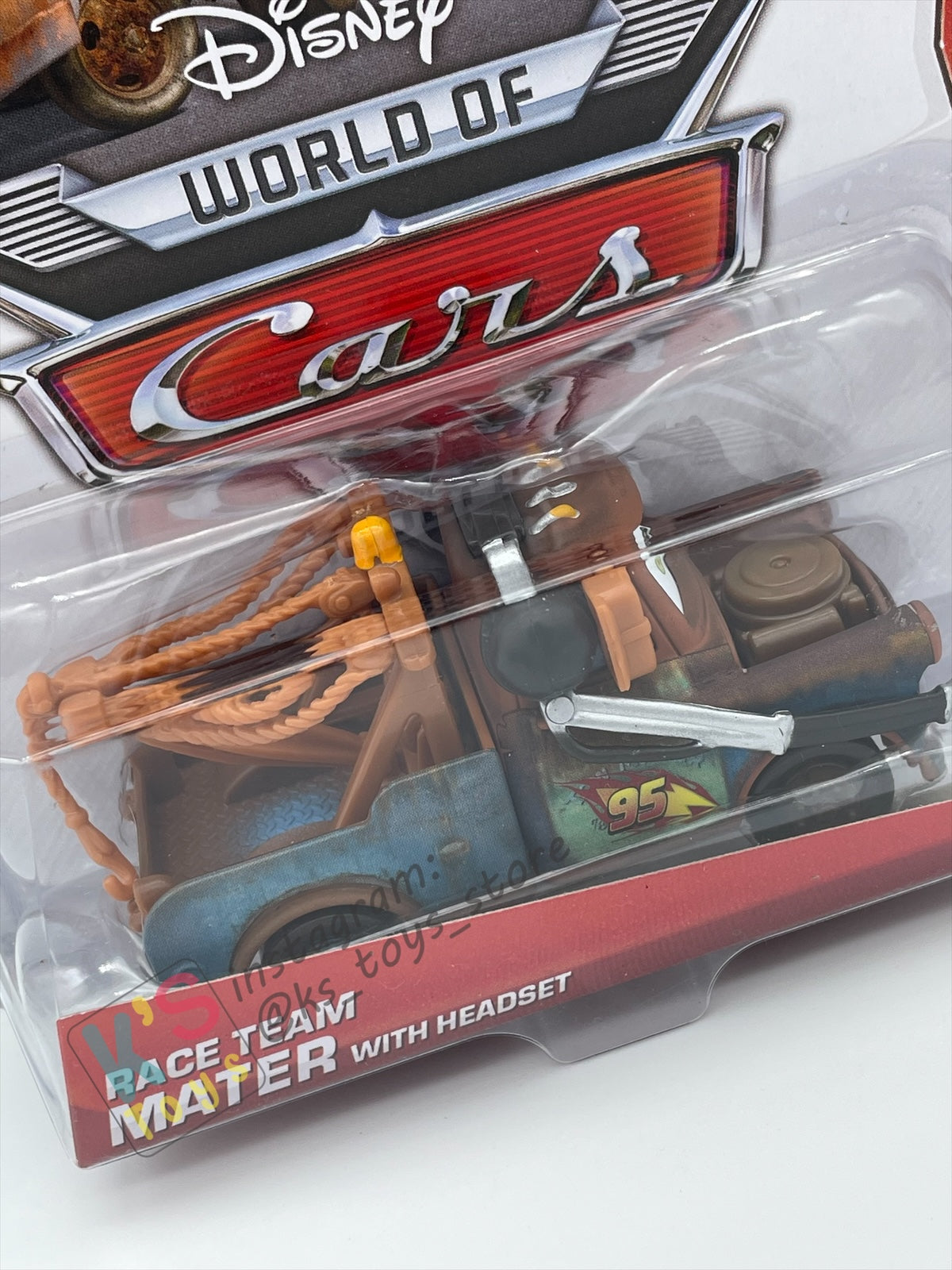 DISNEY PIXAR CARS BY MATTEL, "RACE TEAM MATER WITH HEADSET" - 95 PIT CREW SERIES - BNIP