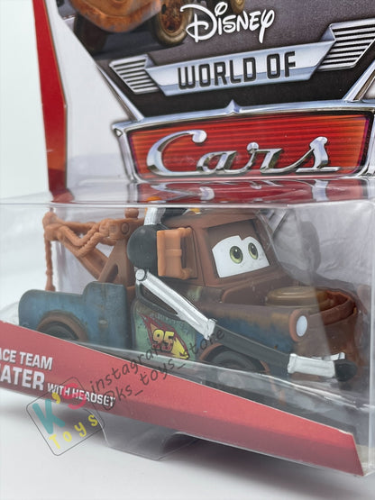 DISNEY PIXAR CARS BY MATTEL, "RACE TEAM MATER WITH HEADSET" - 95 PIT CREW SERIES - BNIP