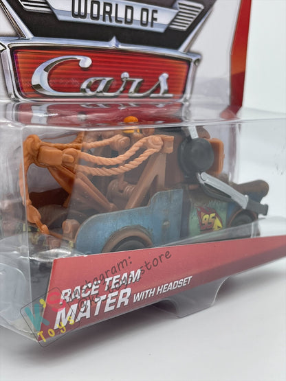 DISNEY PIXAR CARS BY MATTEL, "RACE TEAM MATER WITH HEADSET" - 95 PIT CREW SERIES - BNIP