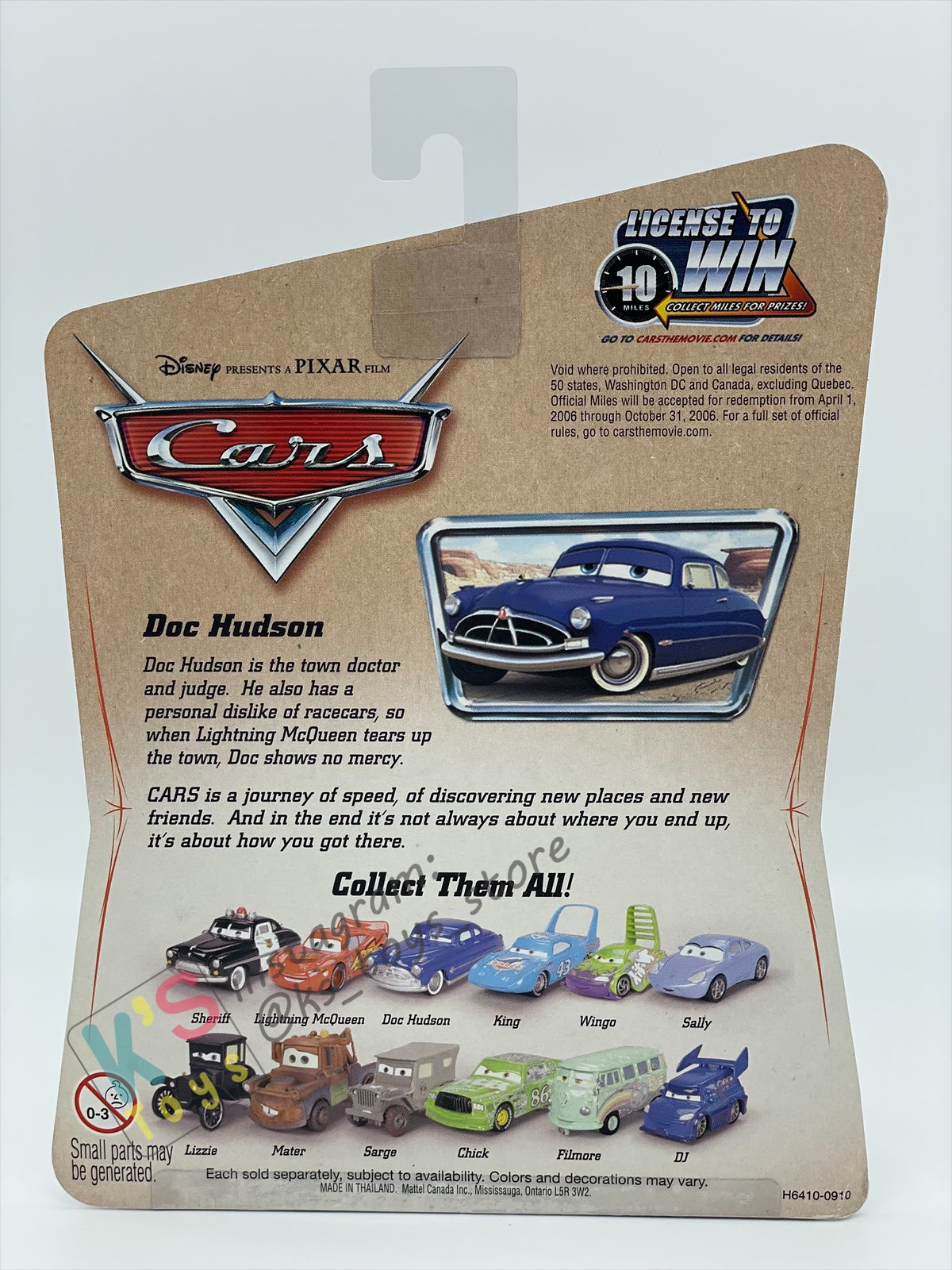 DISNEY PIXAR CARS BY MATTEL 1:55, "DOC HUDSON", FIRST CARS RELEASED SERIES - BNIP