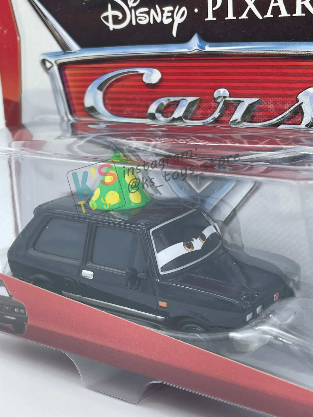 DISNEY PIXAR CARS BY MATTEL, ALEXANDER HUGO WITH PARTY HAT - CARS 2 - BNIP