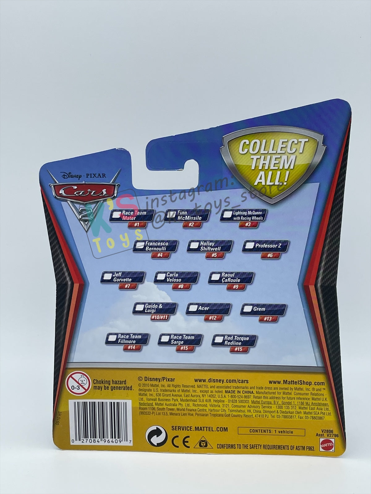 DISNEY PIXAR CARS 1:55 BY MATTEL, "PROFESSOR Z" - CARS 2 SERIES - BNIP