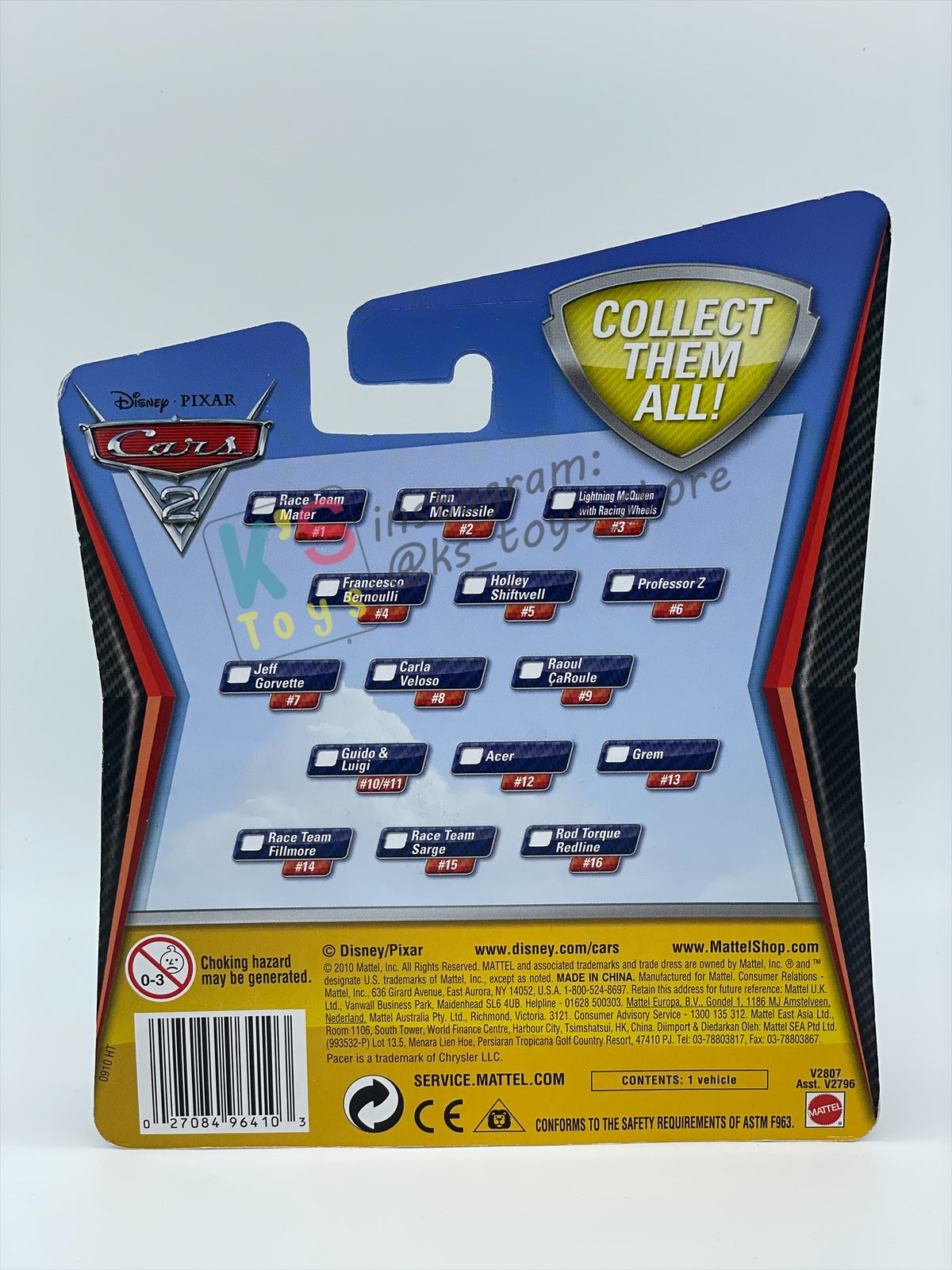 DISNEY PIXAR CARS 1:55 BY MATTEL, "ACER" CARS 2 - BNIP