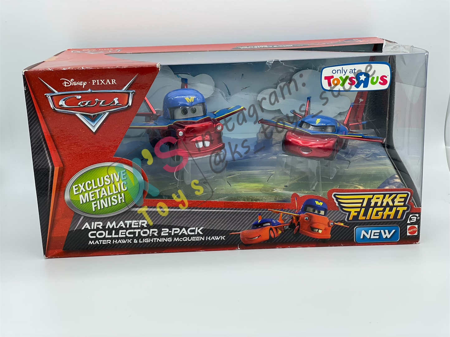 DISNEY PIXAR CARS - AIR MATER COLLECTOR 2-PACK / GIFT SET EXCLUSIVE METALLIC FINISH - MATER HAWK AND LIGHTNING MCQUEEN HAWK  - BNIB