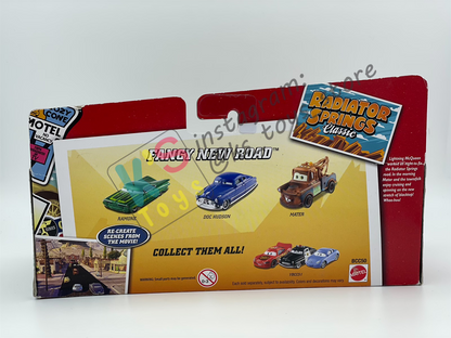 Gift Set Disney Pixar Cars 1:55 - GREEN RAMONE, DOC HUDSON AND MATER - FANCY NEW ROAD ONLY AT TOYSRUS - BNIP