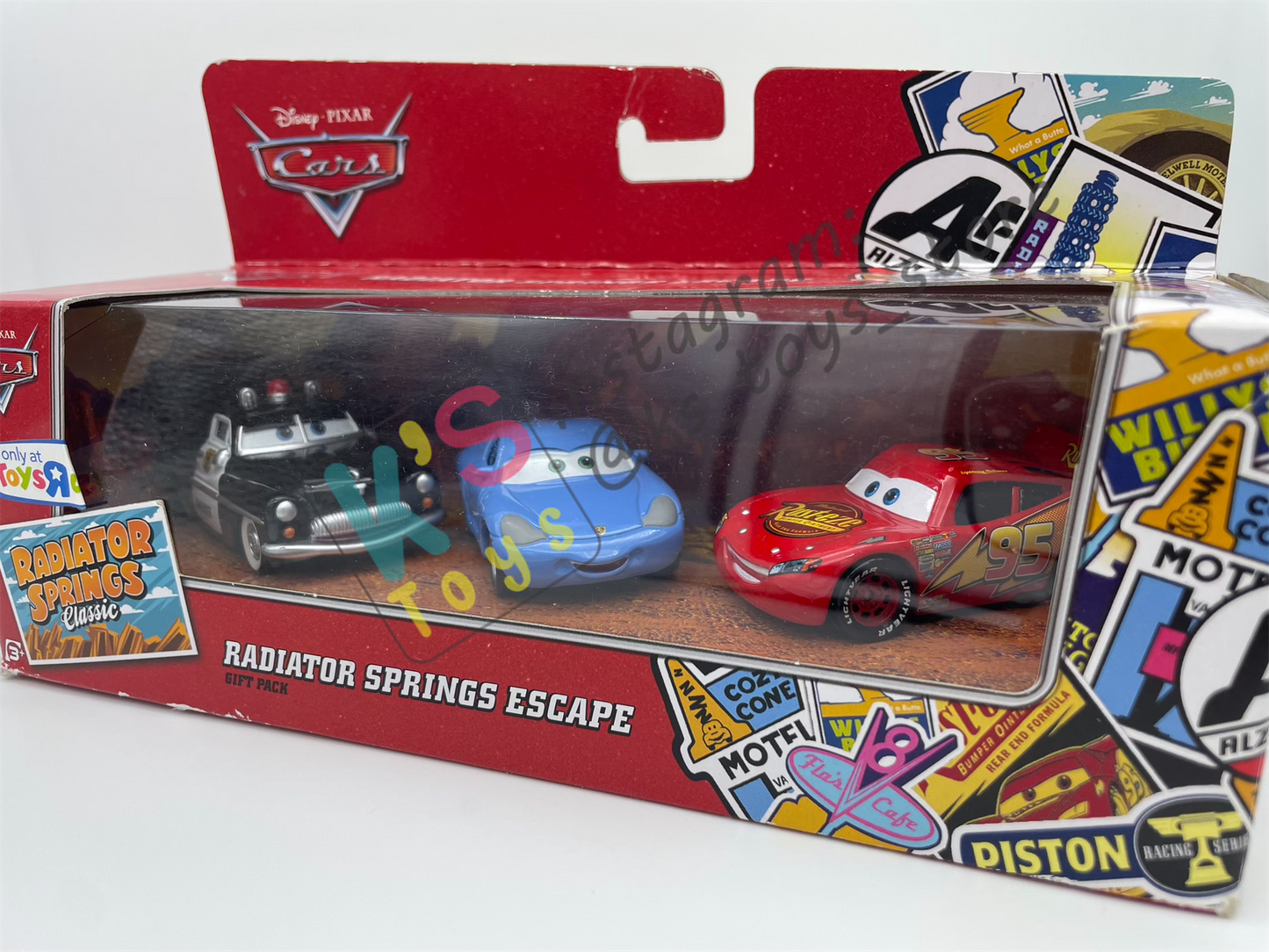 Gift Set Disney Pixar Cars 1:55 - LIGHTNING MCQUEEN, SHERIFF AND SALLY - RADIATOR SPRINGS ESCAPE ONLY AT TOYSRUS - BNIP