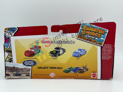 Gift Set Disney Pixar Cars 1:55 - LIGHTNING MCQUEEN, SHERIFF AND SALLY - RADIATOR SPRINGS ESCAPE ONLY AT TOYSRUS - BNIP