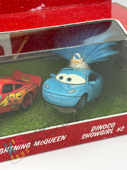 Gift Set Disney Pixar Cars 1:55 - 3-CAR GIFT PACK DINOCO SHOWGIRL #1 AGGRO LIGHTNING MCQUEEN AND DINOCO SHOWGIRL #2  - BNIP