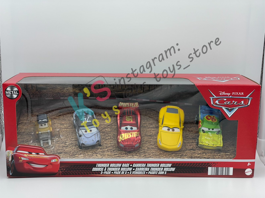 Gift Set Disney Pixar Cars 1:55 - THUNDER HOLLOW RACE 5-PACK, BRAKE BOGGS, PATTY, MUDDY LIGHTNING MCQUEEN, CRUZ RAMIREZ AS FRANCES BELTLINE AND AIRBORNE - BNIP