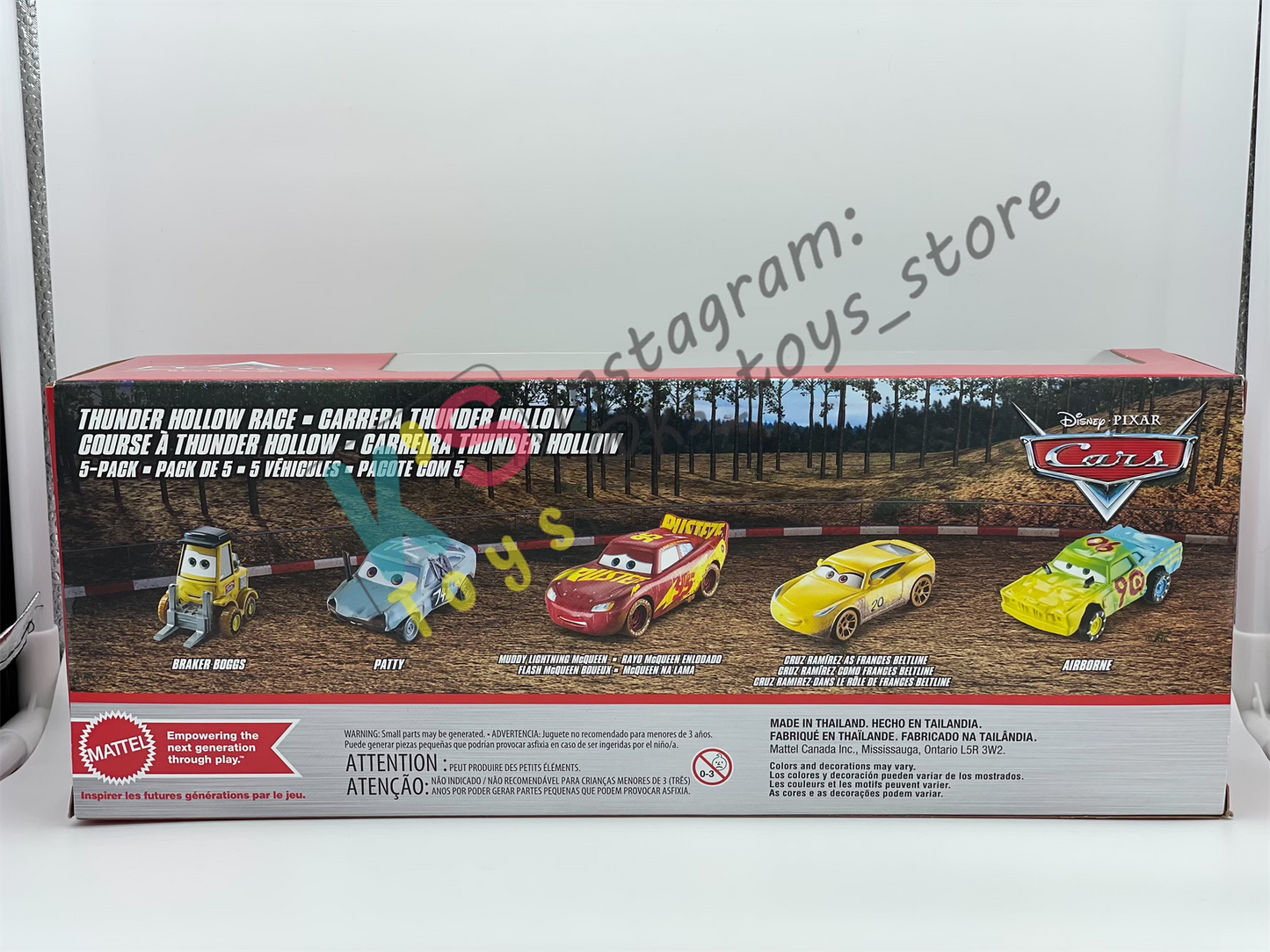 Gift Set Disney Pixar Cars 1:55 - THUNDER HOLLOW RACE 5-PACK, BRAKE BOGGS, PATTY, MUDDY LIGHTNING MCQUEEN, CRUZ RAMIREZ AS FRANCES BELTLINE AND AIRBORNE - BNIP