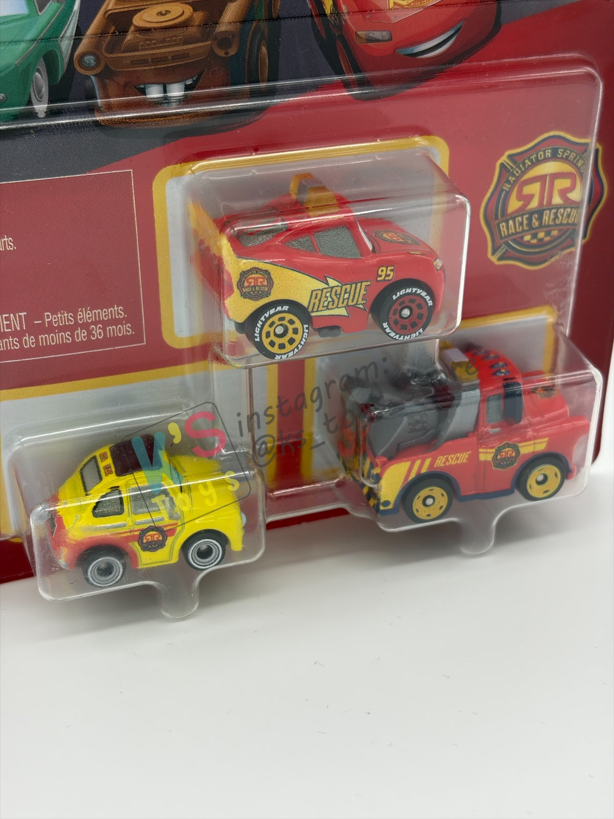 MINI RACERS DISNEY PIXAR CARS 3-PACK BY MATTEL  "RACE & RESCUE LIGHTNING MCQUEEN, RACE & RESCUE LUIGI, AND RACE & RESCUE MATER" - 2026 RELEASE - BNIP