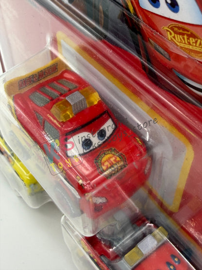MINI RACERS DISNEY PIXAR CARS 3-PACK BY MATTEL  "RACE & RESCUE LIGHTNING MCQUEEN, RACE & RESCUE LUIGI, AND RACE & RESCUE MATER" - 2026 RELEASE - BNIP