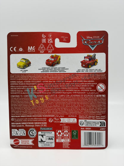MINI RACERS DISNEY PIXAR CARS 3-PACK BY MATTEL  "RACE & RESCUE LIGHTNING MCQUEEN, RACE & RESCUE LUIGI, AND RACE & RESCUE MATER" - 2026 RELEASE - BNIP